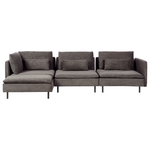 3-Sitzer Ecksofa Cord dunkelbraun rechtsseitig EGERIS