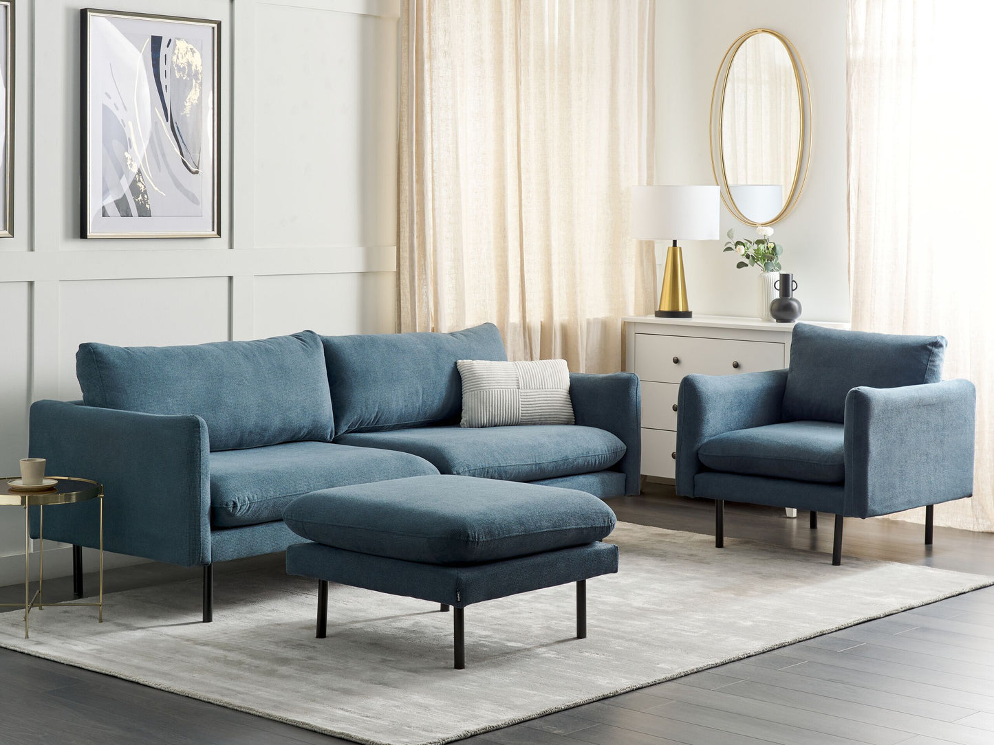 Sofa Set blau 4-Sitzer mit Ottomane VINTERBRO