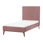 Bett mit Lattenrost Samtstoff BAYONNE 90 x 200 cm Rosa