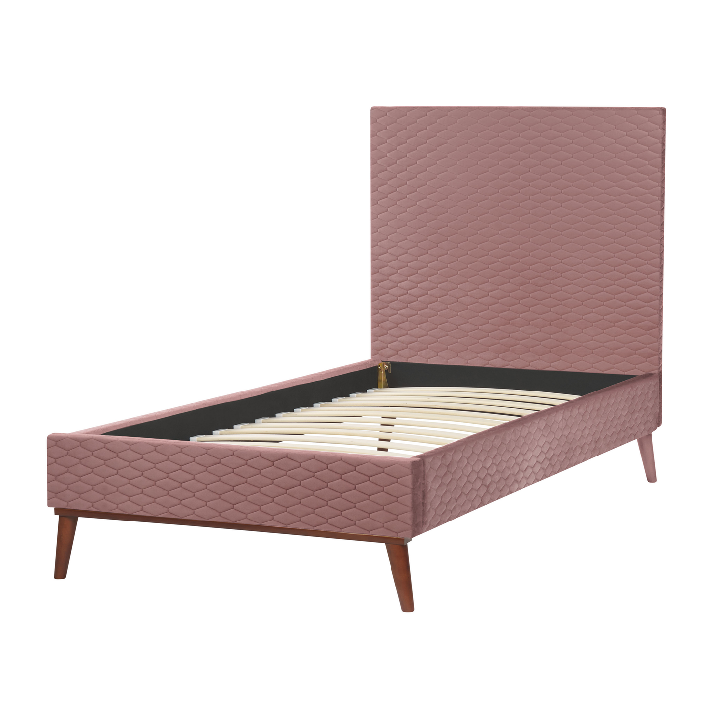 Bett mit Lattenrost Samtstoff BAYONNE 90 x 200 cm Rosa