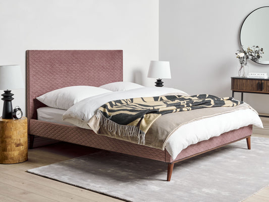 Bett mit Lattenrost Samtstoff BAYONNE 140 x 200 cm Rosa