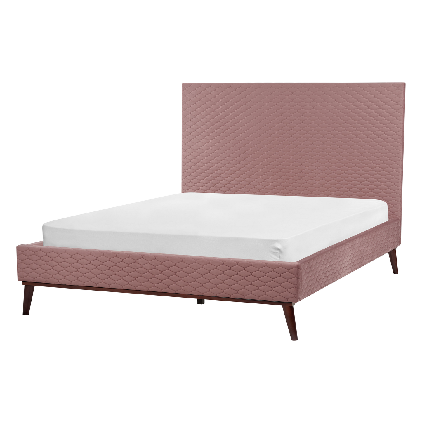 Bett mit Lattenrost Samtstoff BAYONNE 140 x 200 cm Rosa