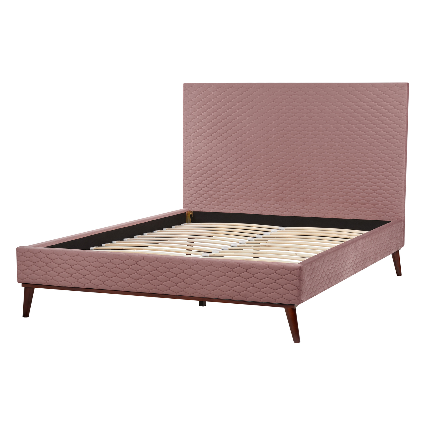 Bett mit Lattenrost Samtstoff BAYONNE 140 x 200 cm Rosa