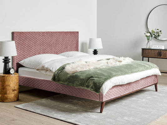 Bett mit Lattenrost Samtstoff BAYONNE 180 x 200 cm Rosa