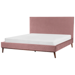 Bett mit Lattenrost Samtstoff BAYONNE 180 x 200 cm Rosa