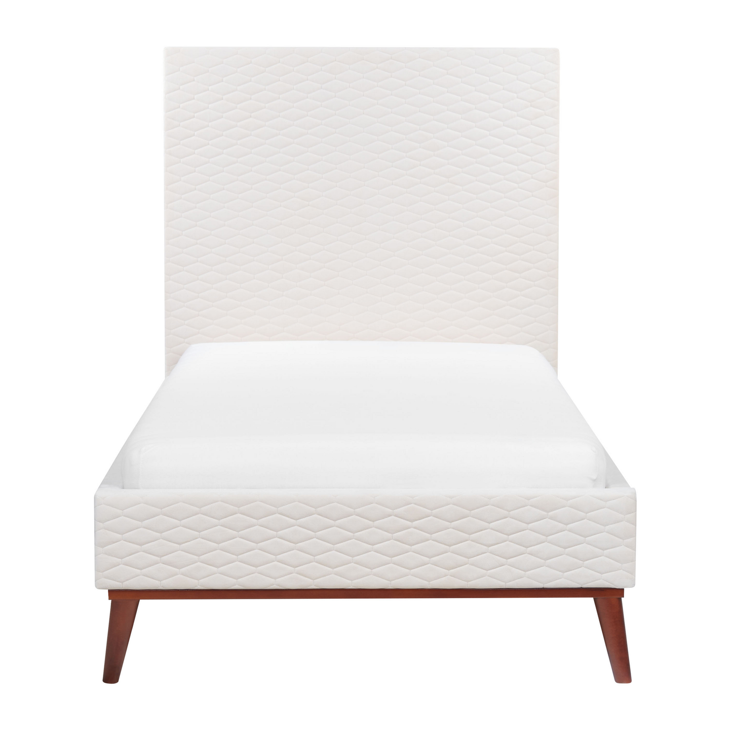 Bett mit Lattenrost Samtstoff BAYONNE 90 x 200 cm Cremeweiss