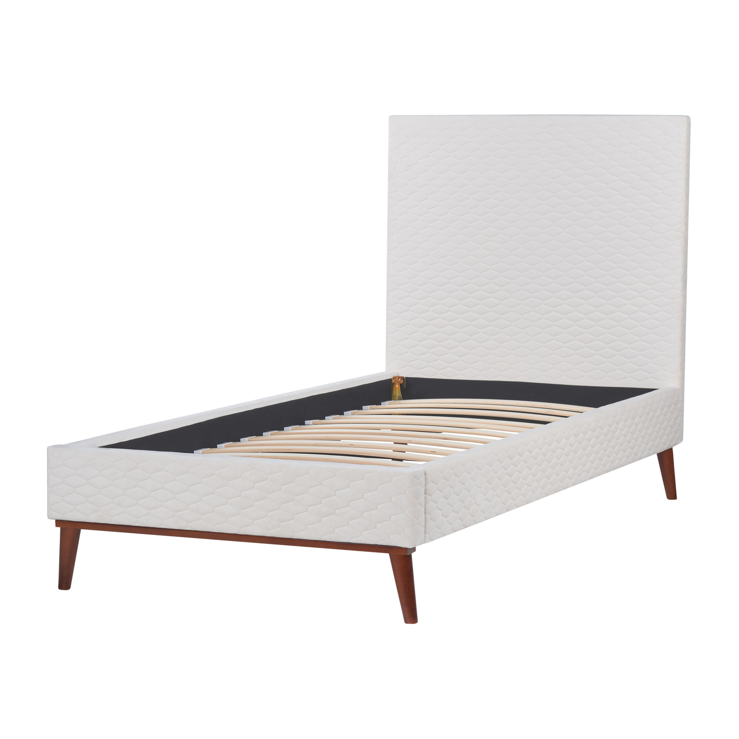 Bett mit Lattenrost Samtstoff BAYONNE 90 x 200 cm Cremeweiss