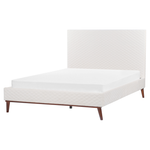 Bett mit Lattenrost Samtstoff BAYONNE 140 x 200 cm Cremeweiss