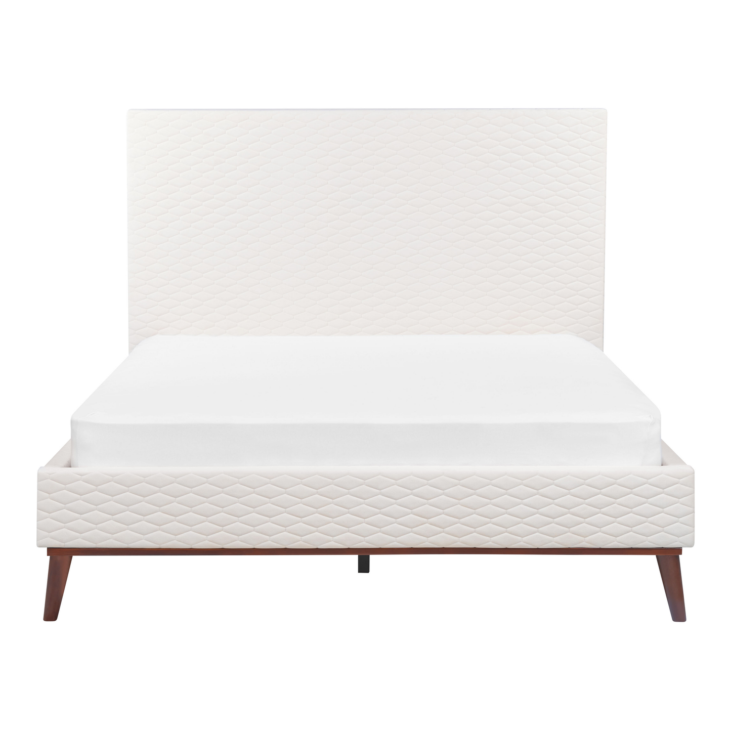 Bett mit Lattenrost Samtstoff BAYONNE 140 x 200 cm Cremeweiss