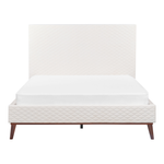 Bett mit Lattenrost Samtstoff BAYONNE 140 x 200 cm Cremeweiss