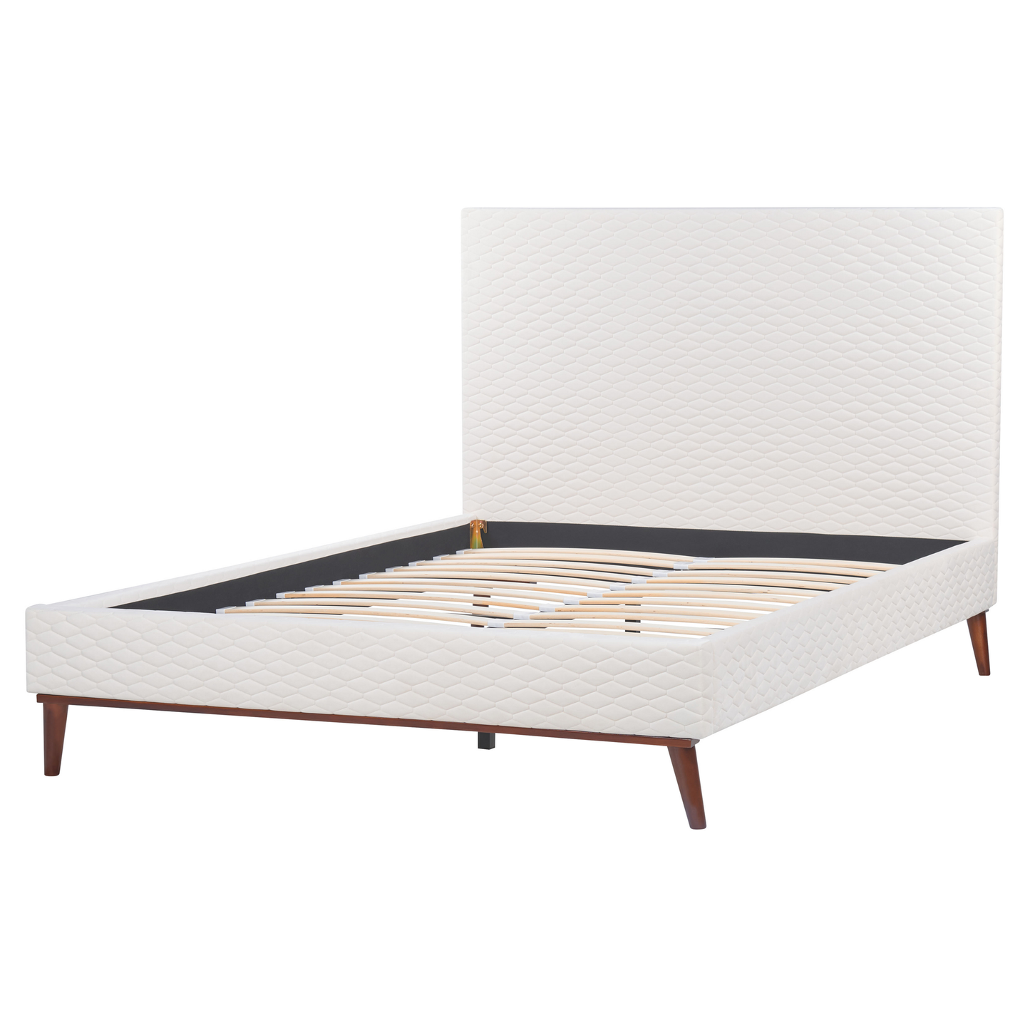 Bett mit Lattenrost Samtstoff BAYONNE 140 x 200 cm Cremeweiss