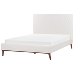 Bett mit Lattenrost Samtstoff BAYONNE 160 x 200 cm Cremeweiss