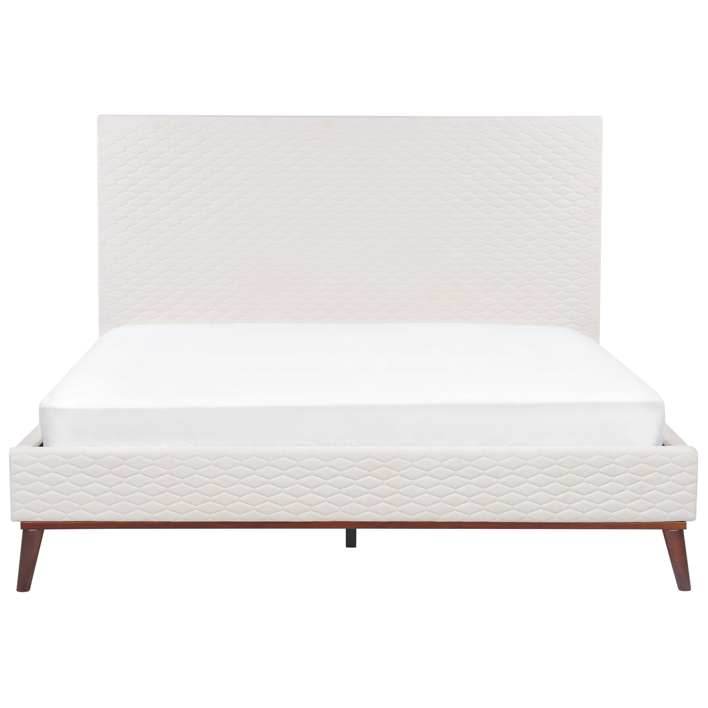 Bett mit Lattenrost Samtstoff BAYONNE 160 x 200 cm Cremeweiss