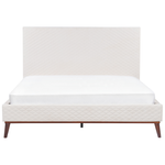 Bett mit Lattenrost Samtstoff BAYONNE 160 x 200 cm Cremeweiss