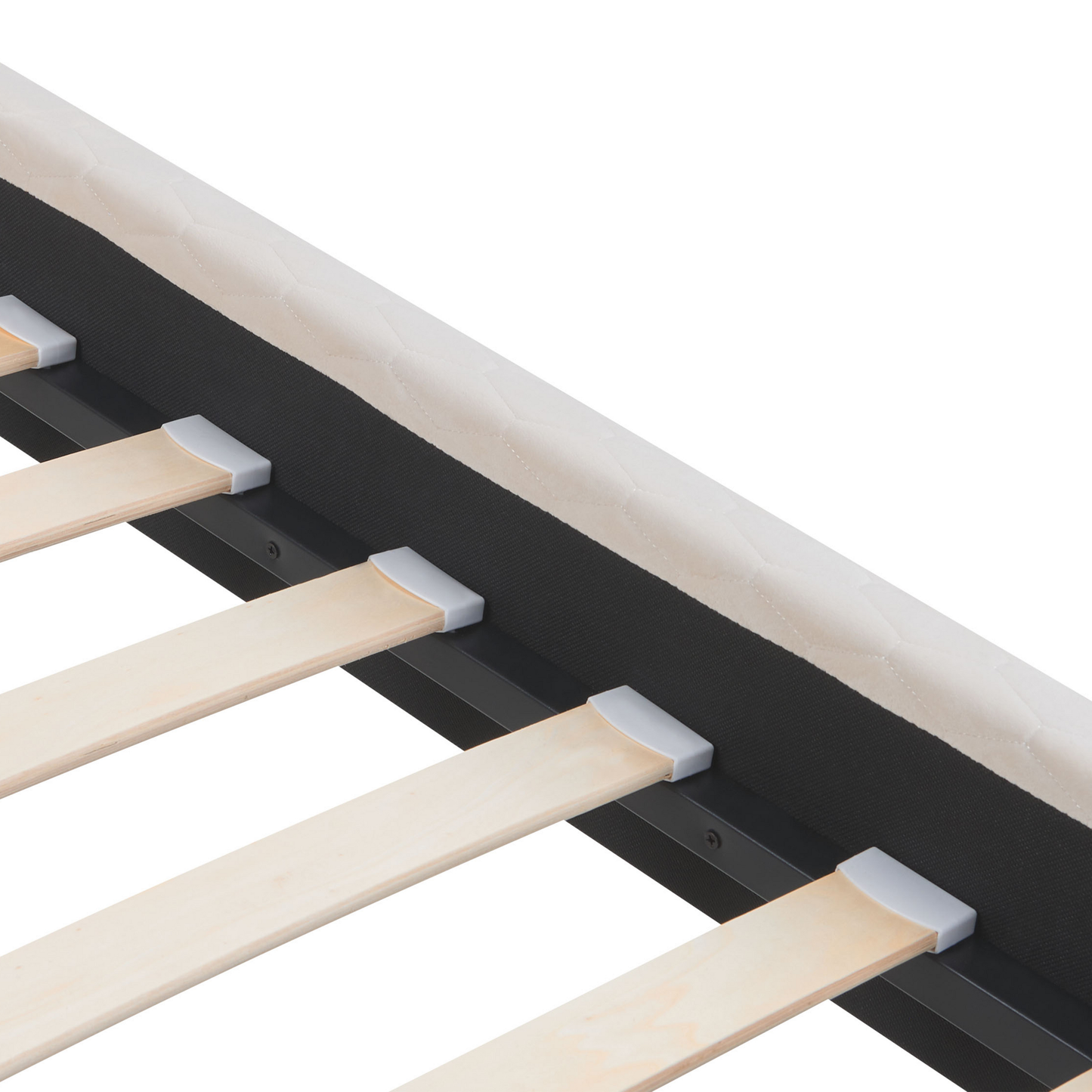 Bett mit Lattenrost Samtstoff BAYONNE 160 x 200 cm Cremeweiss