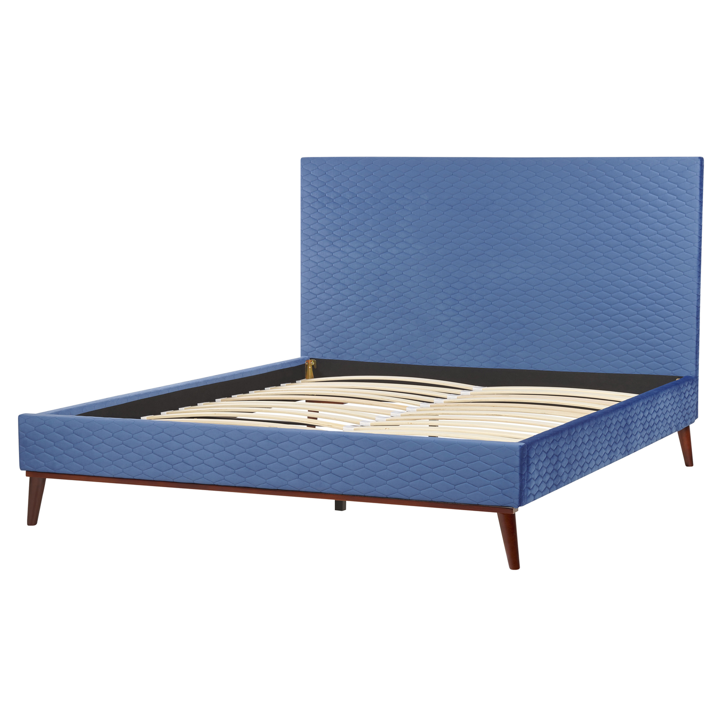 Polsterbett Samtstoff blau Lattenrost 160 x 200 cm BAYONNE